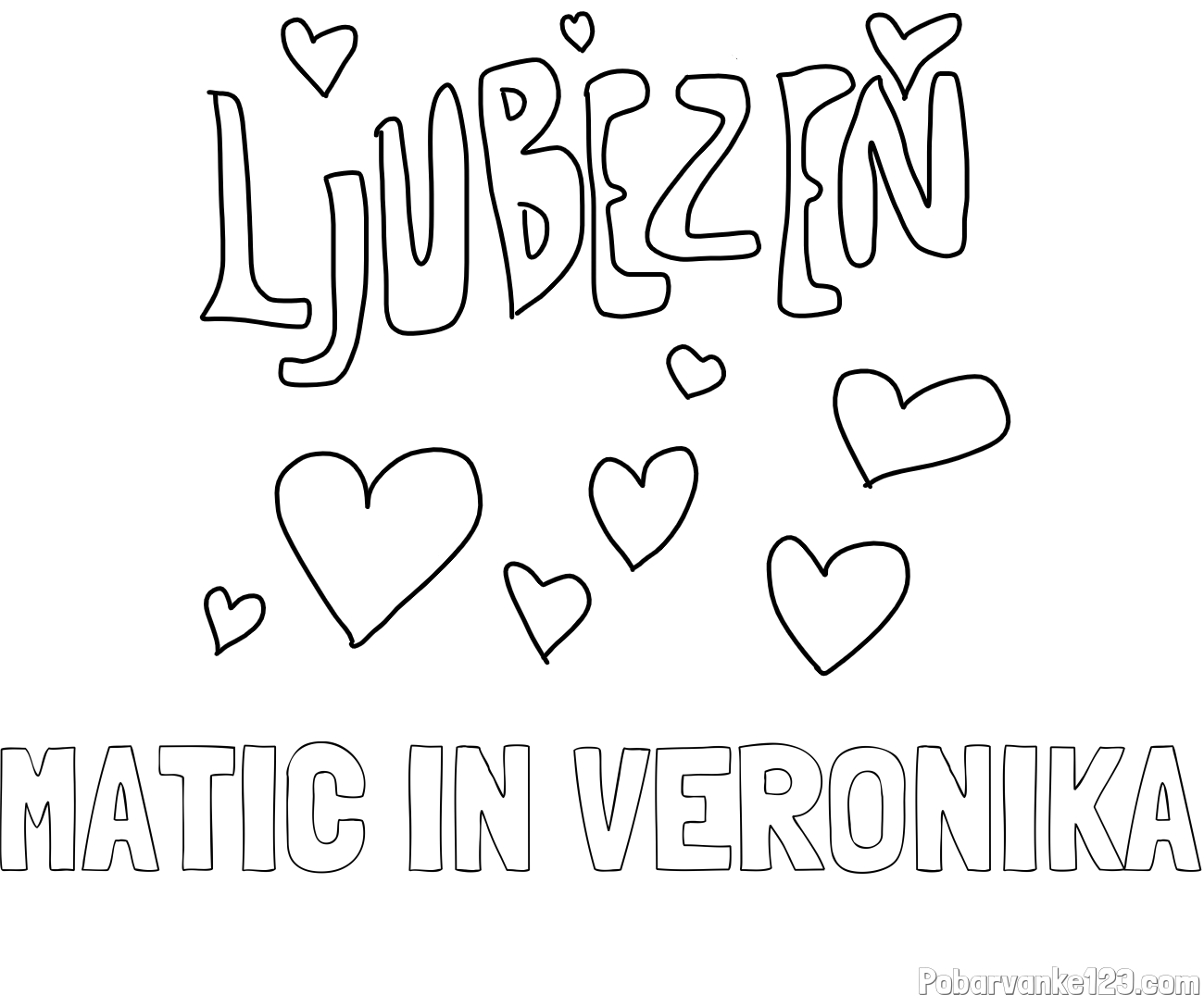 Pobarvanka imena MATIC IN VERONIKA in pobarvanka ljubezni ❤