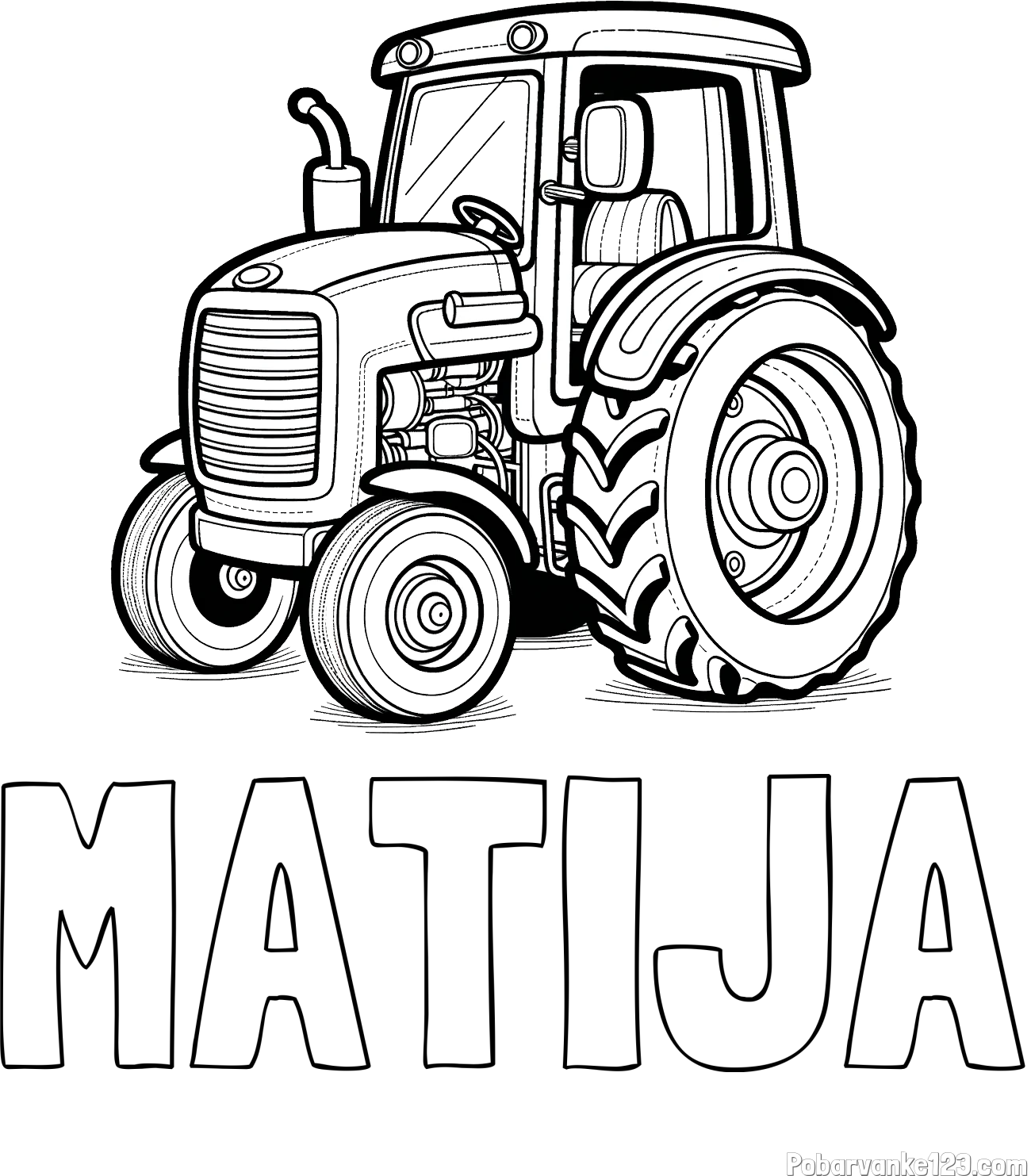 Pobarvanka imena MATIJA in pobarvanka starega, a lepega traktorja