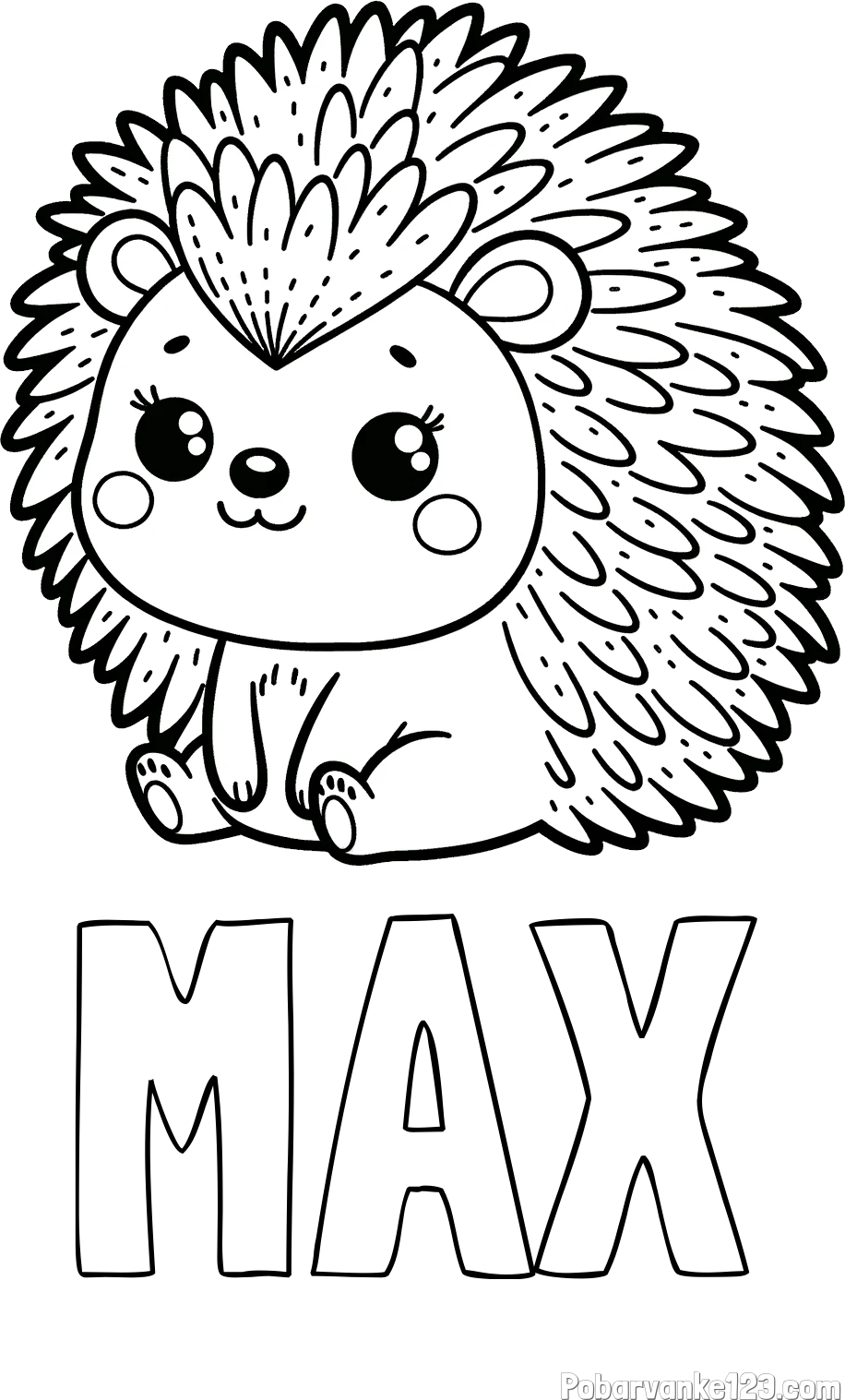 Pobarvanka imena MAX in pobarvanka nasmejanega ježka
