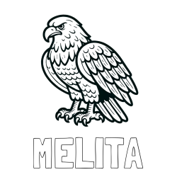 Online izdelana pobarvanka - Pobarvanka imena MELITA in pobarvanka orla