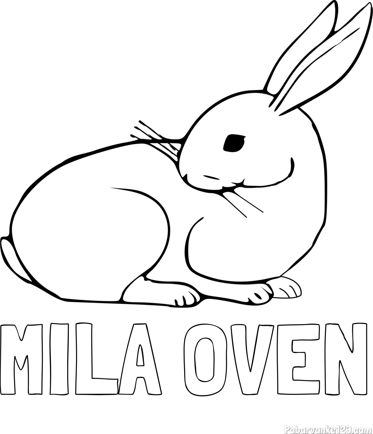 Pobarvanka imena MILA OVEN in pobarvanka zajčka, ki je nekaj opazil