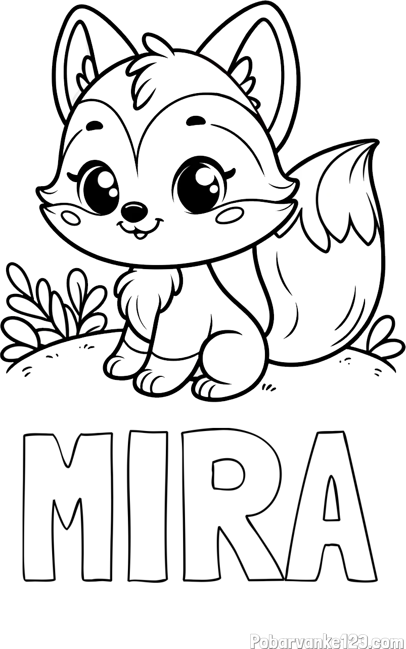 Pobarvanka imena MIRA in pobarvanka lisičke