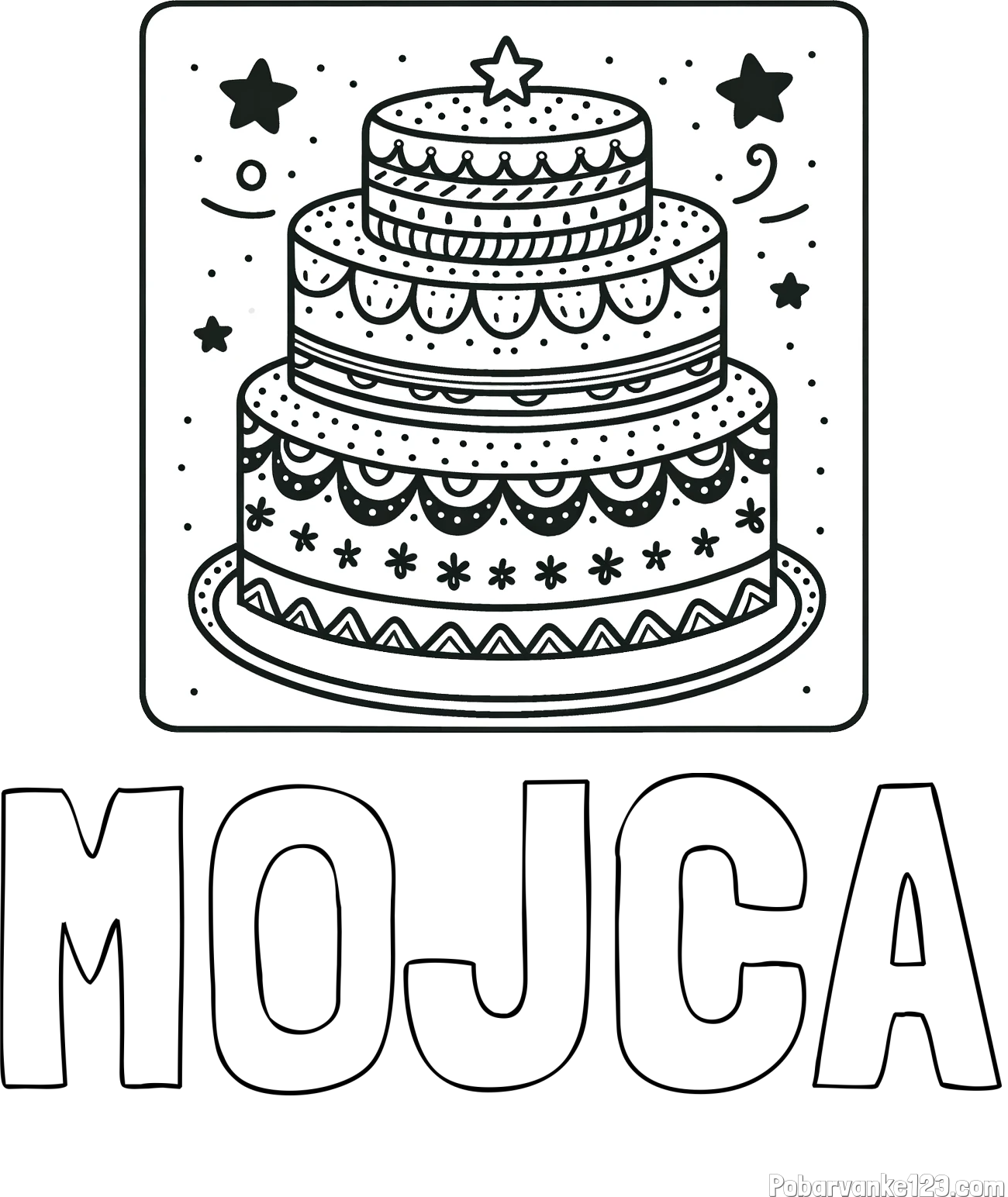 Pobarvanka imena MOJCA in pobarvanka slastne torte