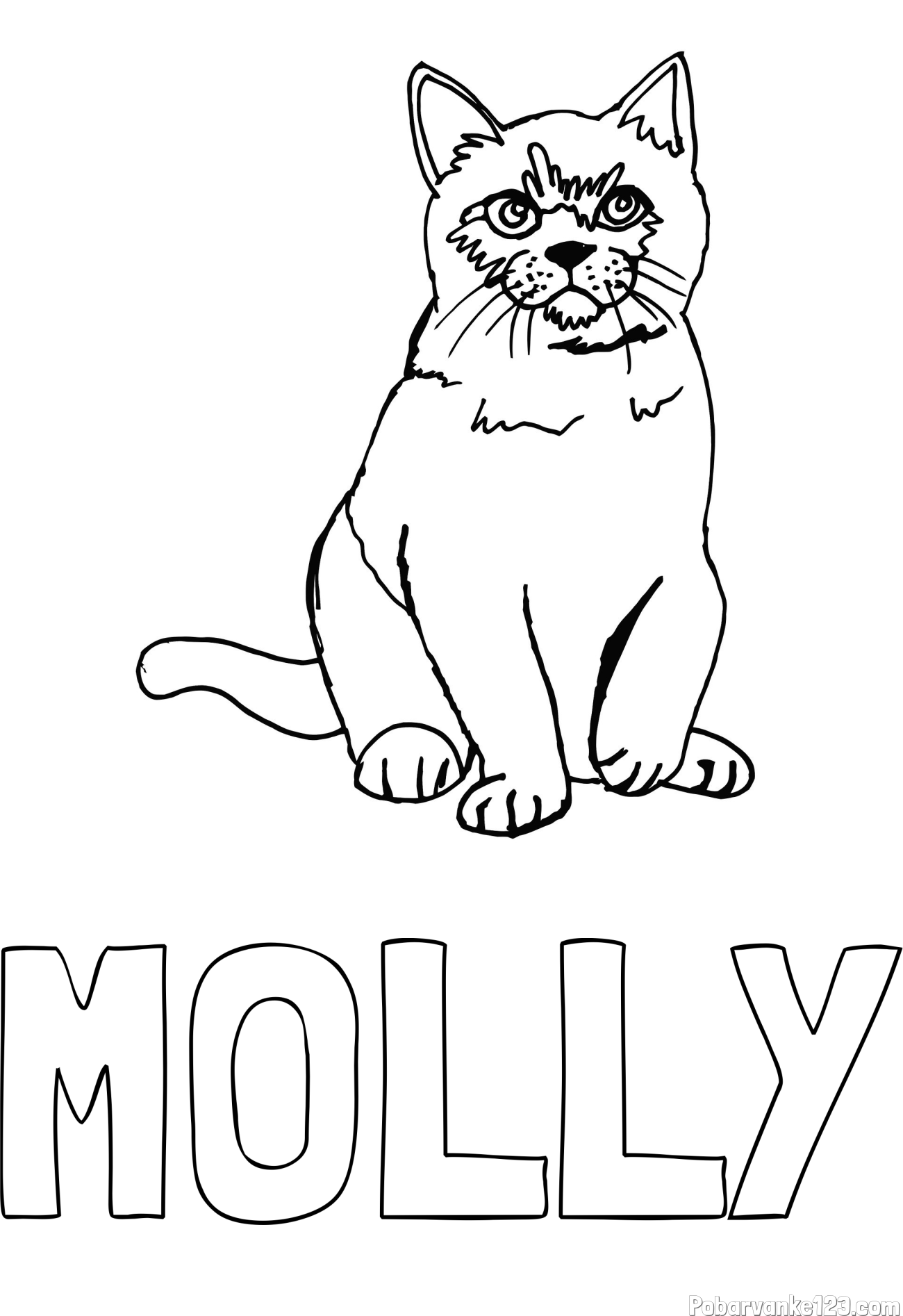 Pobarvanka imena MOLLY in pobarvanka lepe mucke