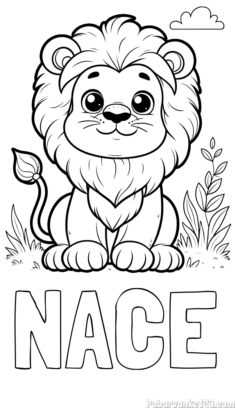 Pobarvanka imena NACE in pobarvanka ljubkega leva