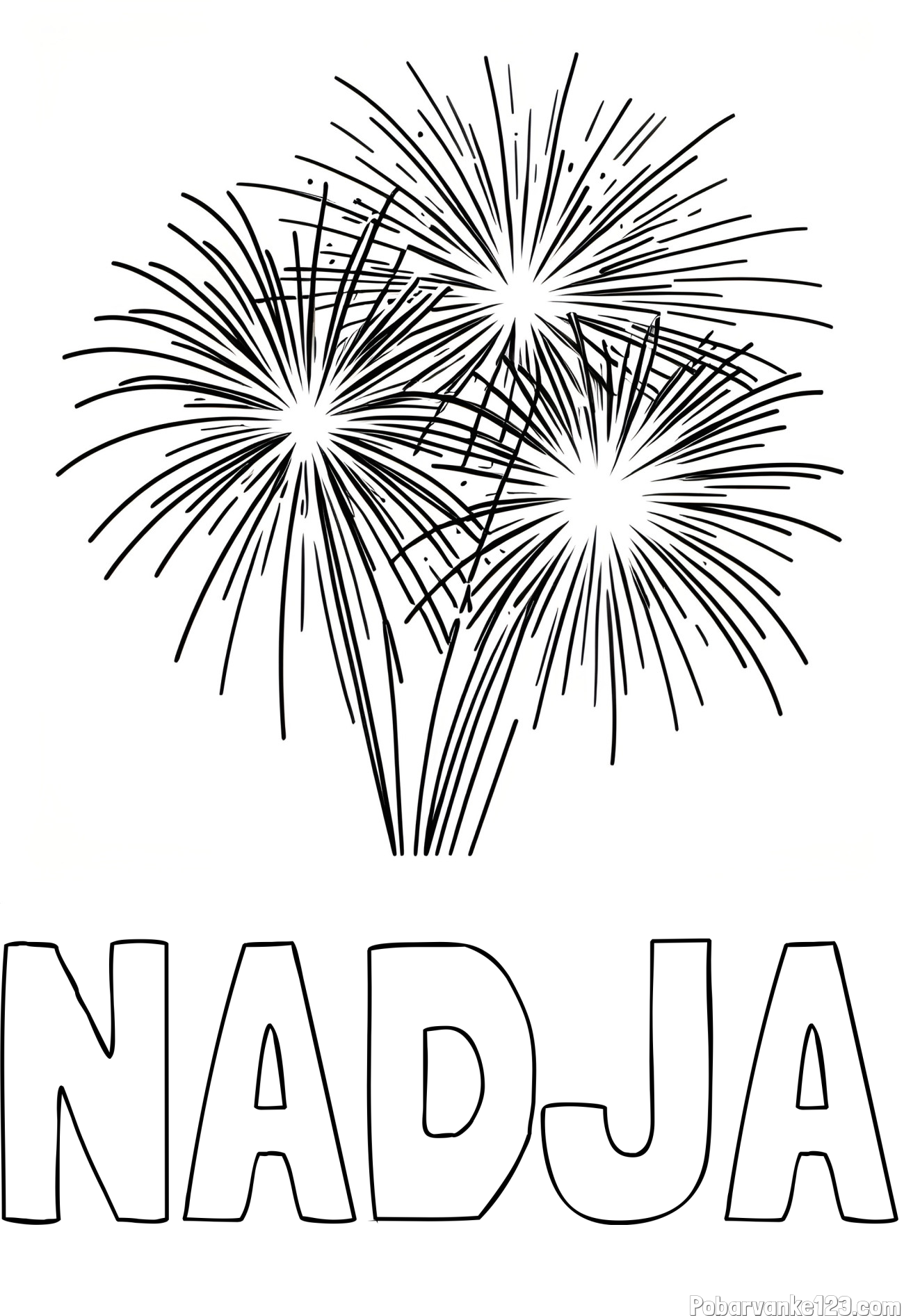 Pobarvanka imena NADJA in lepa pobarvanka ognjemeta