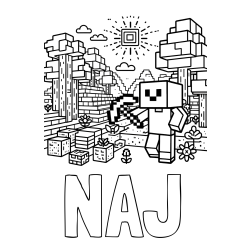 Online izdelana pobarvanka - Pobarvanka imena NAJ in pobarvanka Minecraft sveta