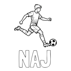 Online izdelana pobarvanka - Pobarvanka imena NAJ in pobarvanka nogometaša v napadu