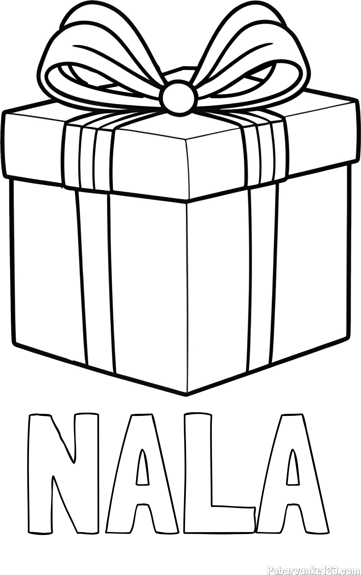 Pobarvanka imena NALA in pobarvanka darila s pentljo