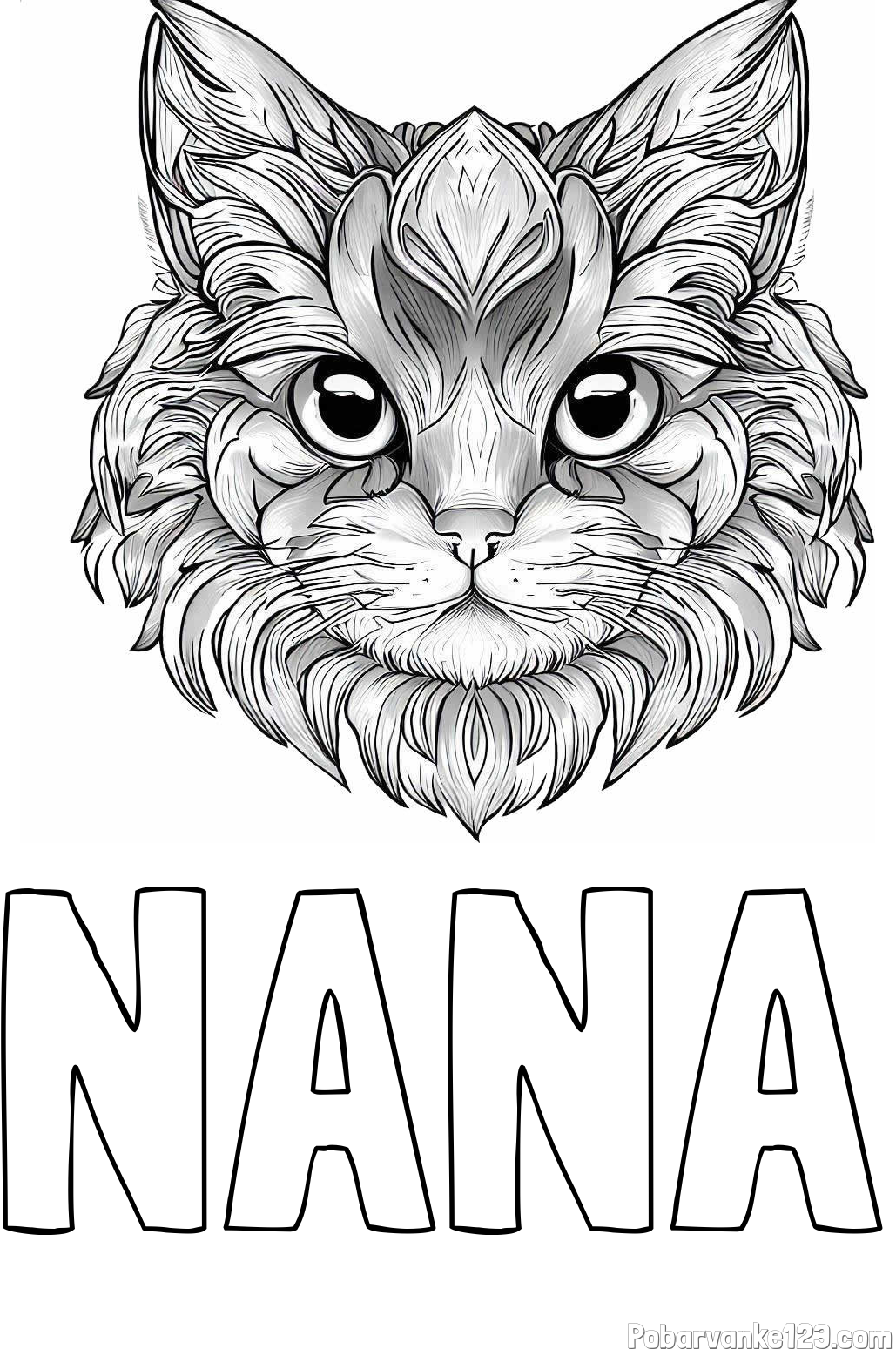 Pobarvanka imena NANA in pobarvanka mačke