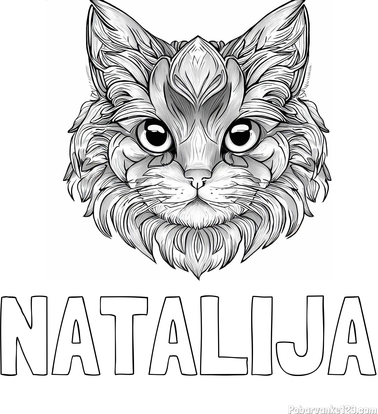 Pobarvanka imena NATALIJA in pobarvanka mačke