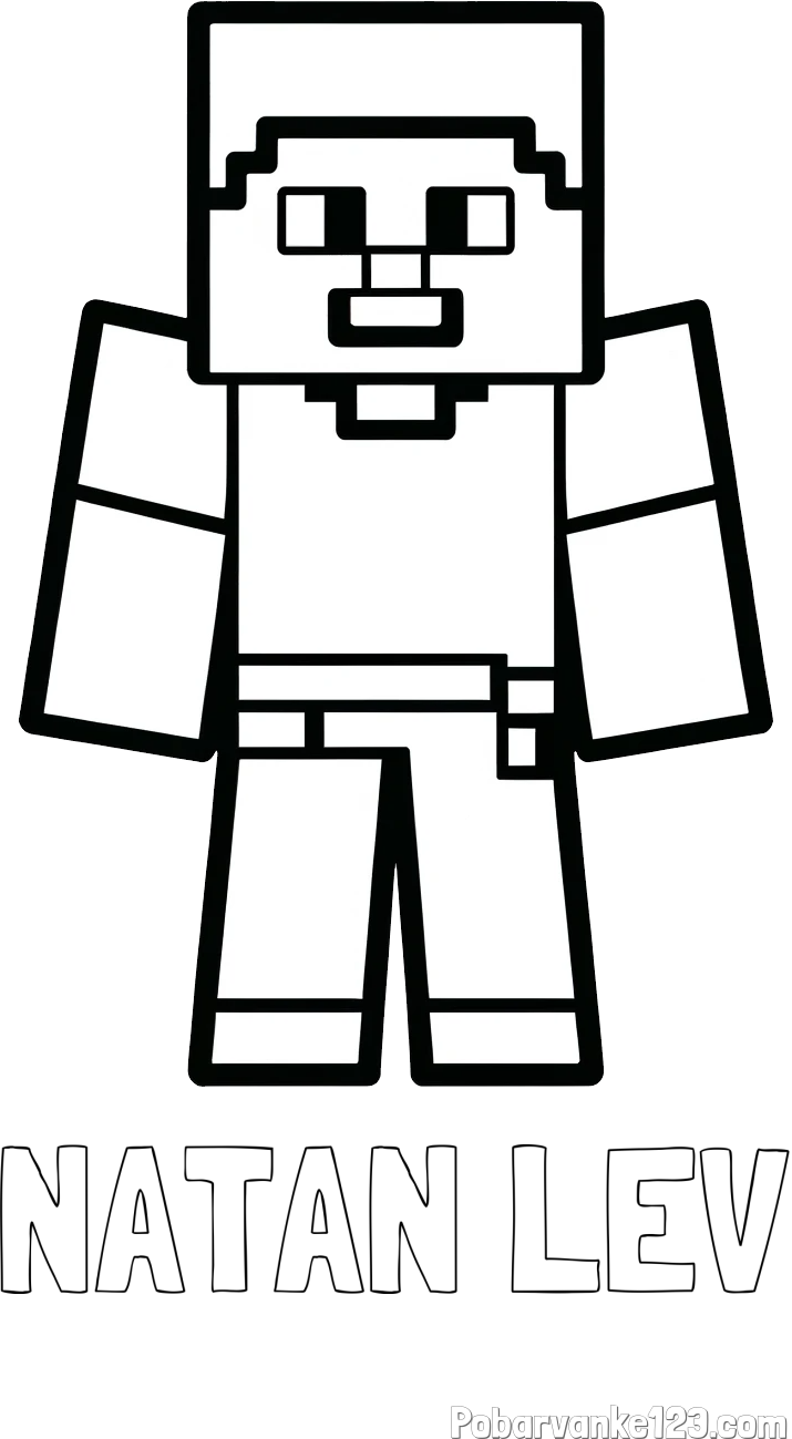 Pobarvanka imena NATAN LEV in pobarvanka Minecraft figurice