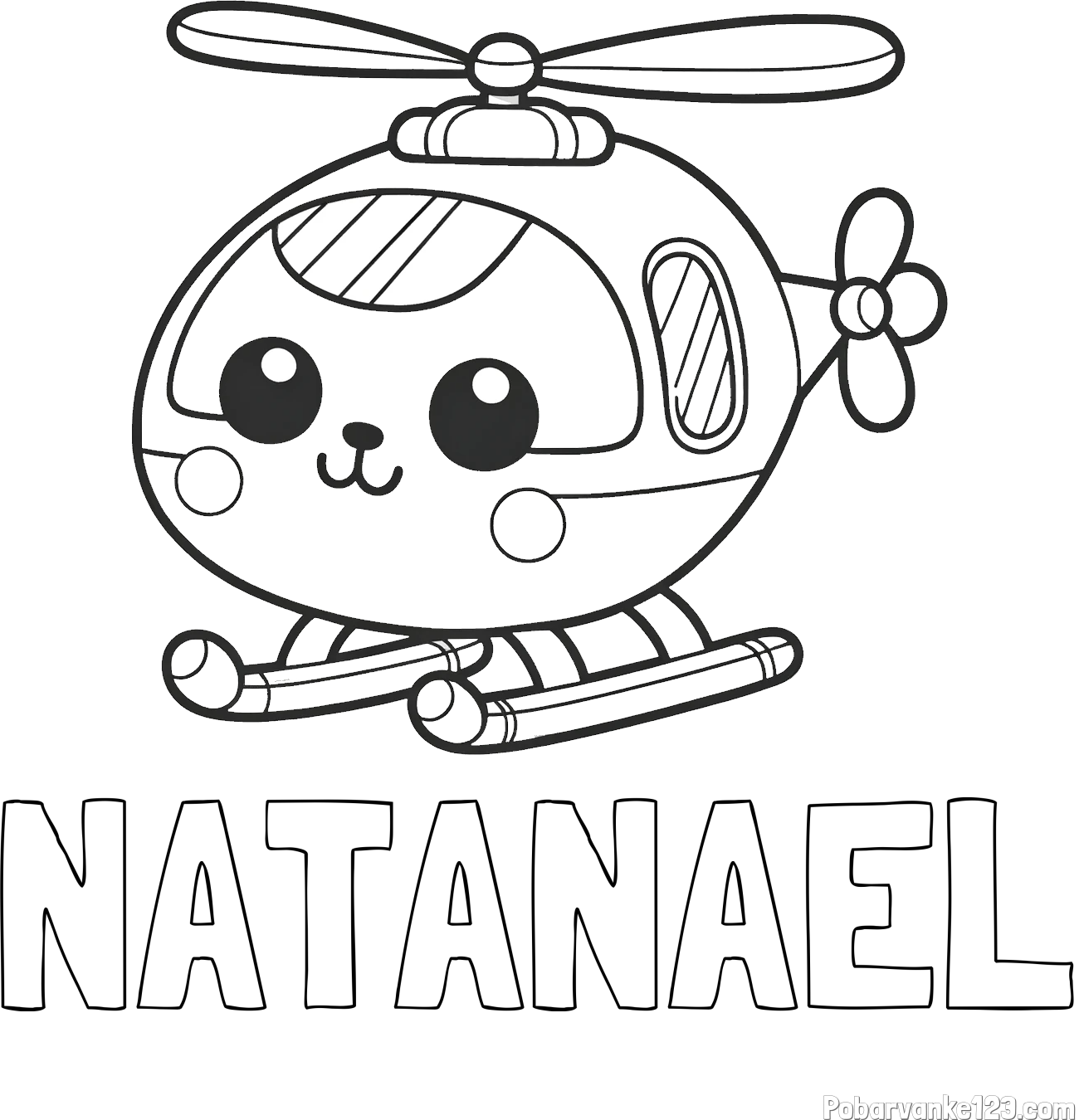 Pobarvanka imena NATANAEL in otroška pobarvanka helikopterja