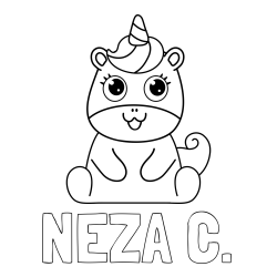 Online izdelana pobarvanka - Pobarvanka imena NEŽA C. in pobarvanka čudovitega samoroga Unicorn