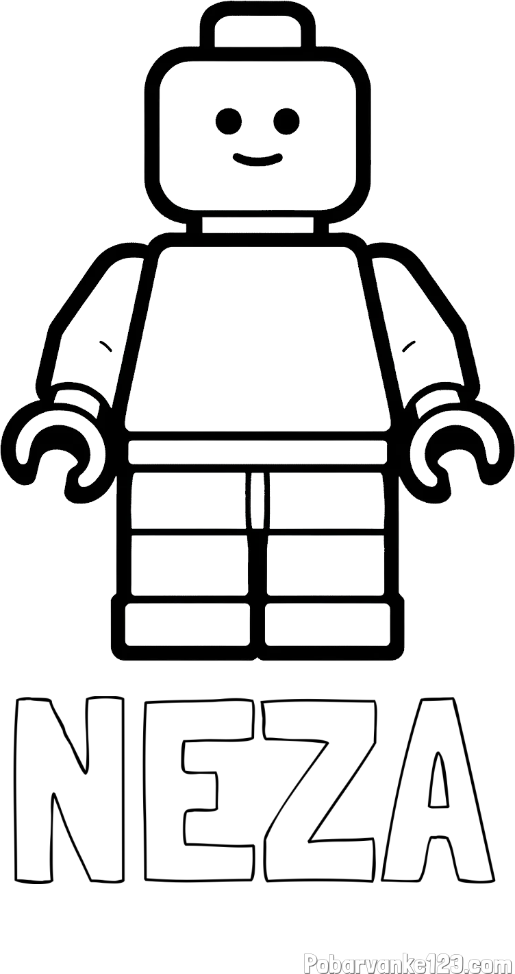 Pobarvanka imena NEŽA in pobarvanka LEGO figurice fanta
