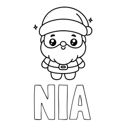 Online izdelana pobarvanka - Pobarvanka imena NIA in enostavna otroška pobarvanka Božička