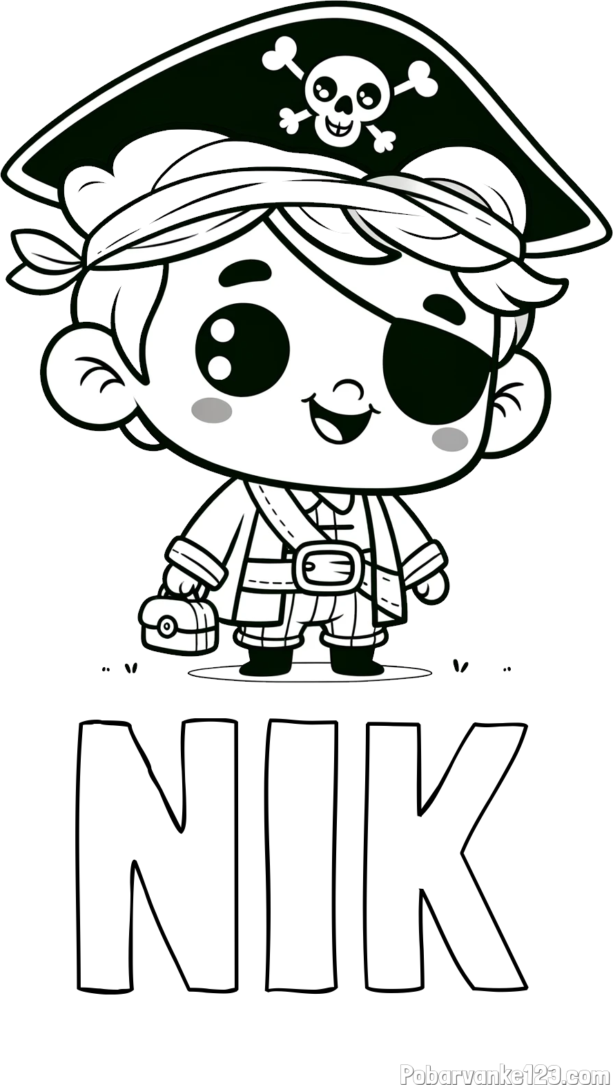 Pobarvanka imena NIK in pobarvanka nasmejanega gusarja