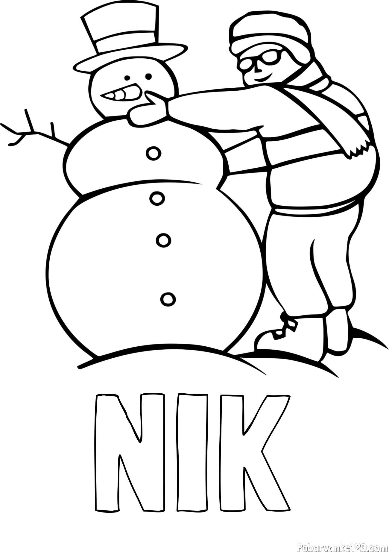 Pobarvanka imena NIK in pobarvanka snežaka