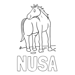 Online izdelana pobarvanka - Pobarvanka imena NUŠA in pobarvanka prikupnega konjička