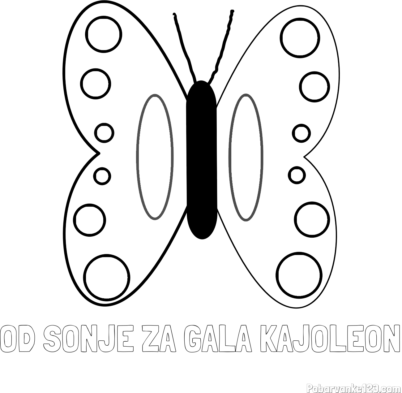 Pobarvanka imena OD SONJE ZA GALA KAJOLEON in preprosta otroška pobarvanka metuljčka