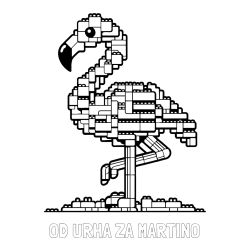 Online izdelana pobarvanka - Pobarvanka imena OD URHA ZA MARTINO in pobarvanka flaminga sestavljenega iz LEGO kock