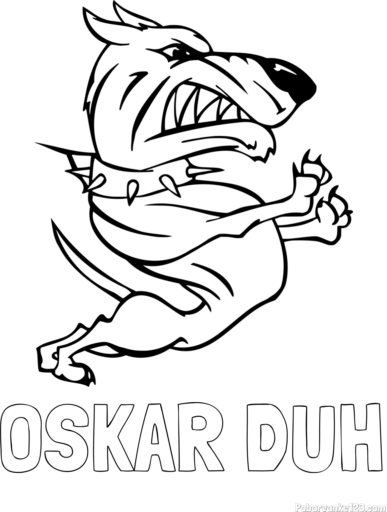 Pobarvanka imena OSKAR DUH in pobarvanka hudega kužka