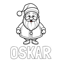 Online izdelana pobarvanka - Pobarvanka imena OSKAR in otroška pobarvanka prikupnega Božička