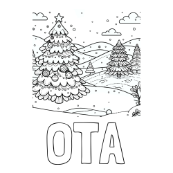 Online izdelana pobarvanka - Pobarvanka imena OTA in pobarvanka božične smrečice v naravi