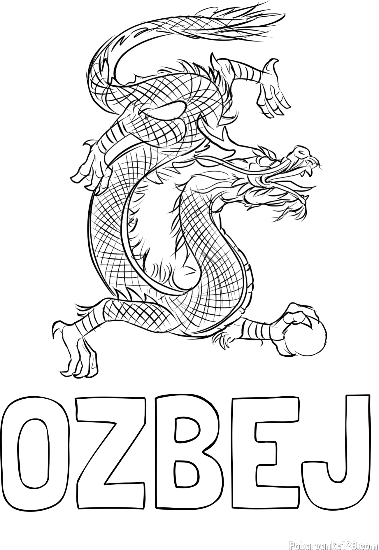 Pobarvanka imena OŽBEJ in pobarvanka kitajskega zmaja