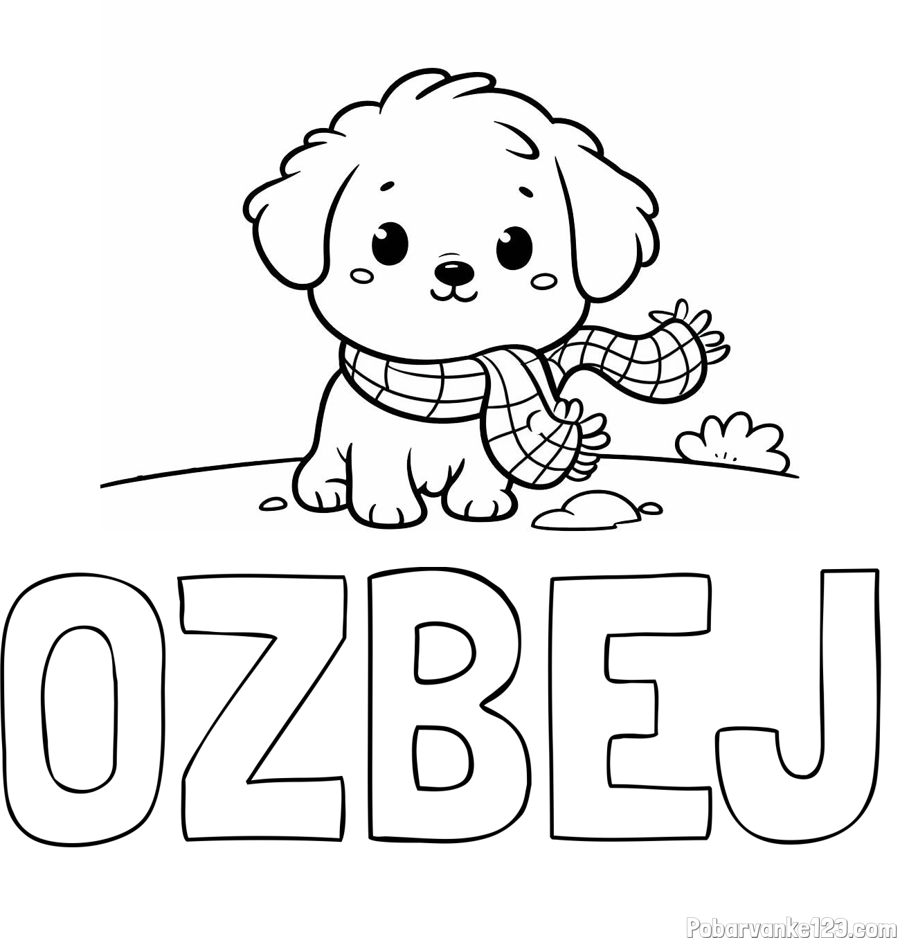 Pobarvanka imena OŽBEJ in pobarvanka prikupnega psička