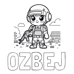 Online izdelana pobarvanka - Pobarvanka imena OŽBEJ in preprosta otroška PUBG pobarvanka