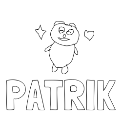 Online izdelana pobarvanka - Pobarvanka imena PATRIK in panda
