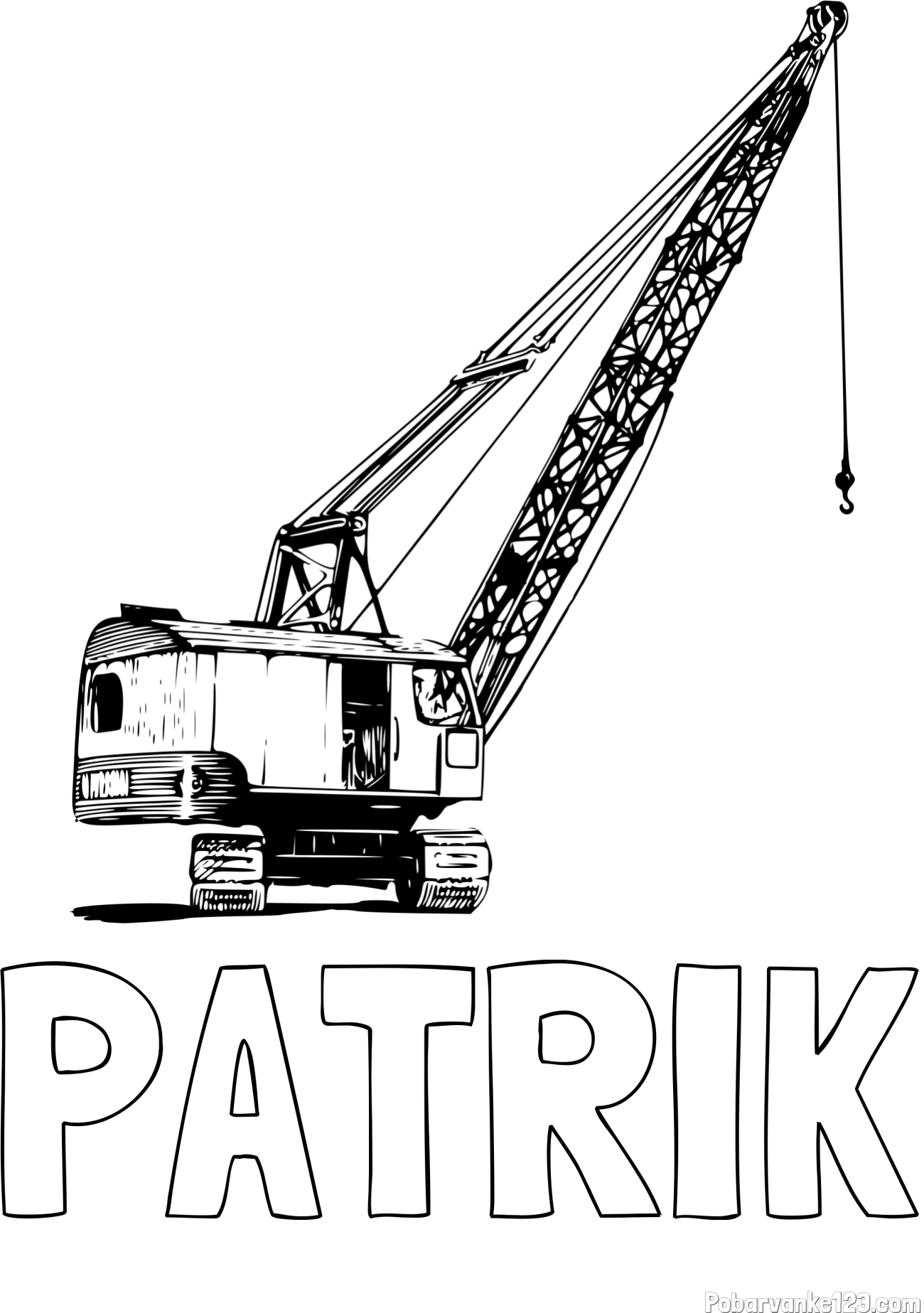 Pobarvanka imena PATRIK in pobarvanka žerjava