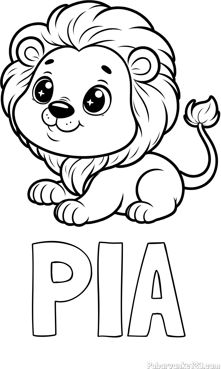 Pobarvanka imena PIA in pobarvanka igrivega levčka