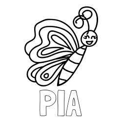 Online izdelana pobarvanka - Pobarvanka imena PIA in pobarvanka ljubkega metulja