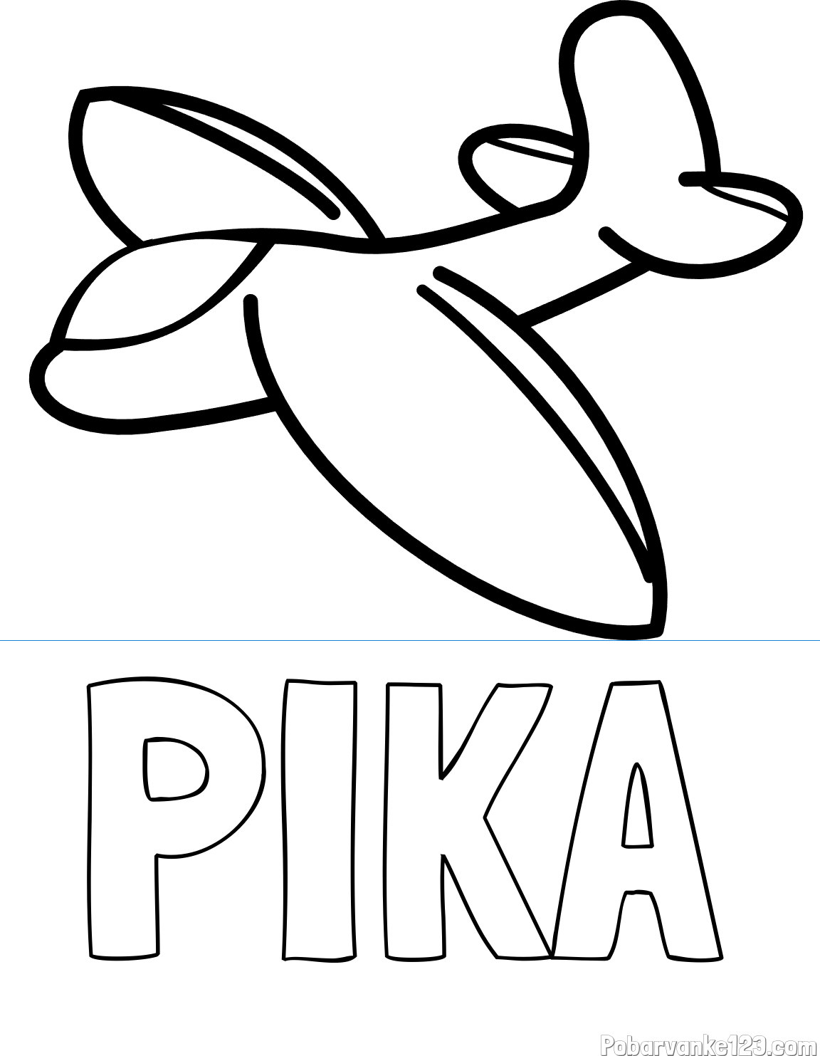 Pobarvanka imena PIKA in pobarvanka majhnega letala