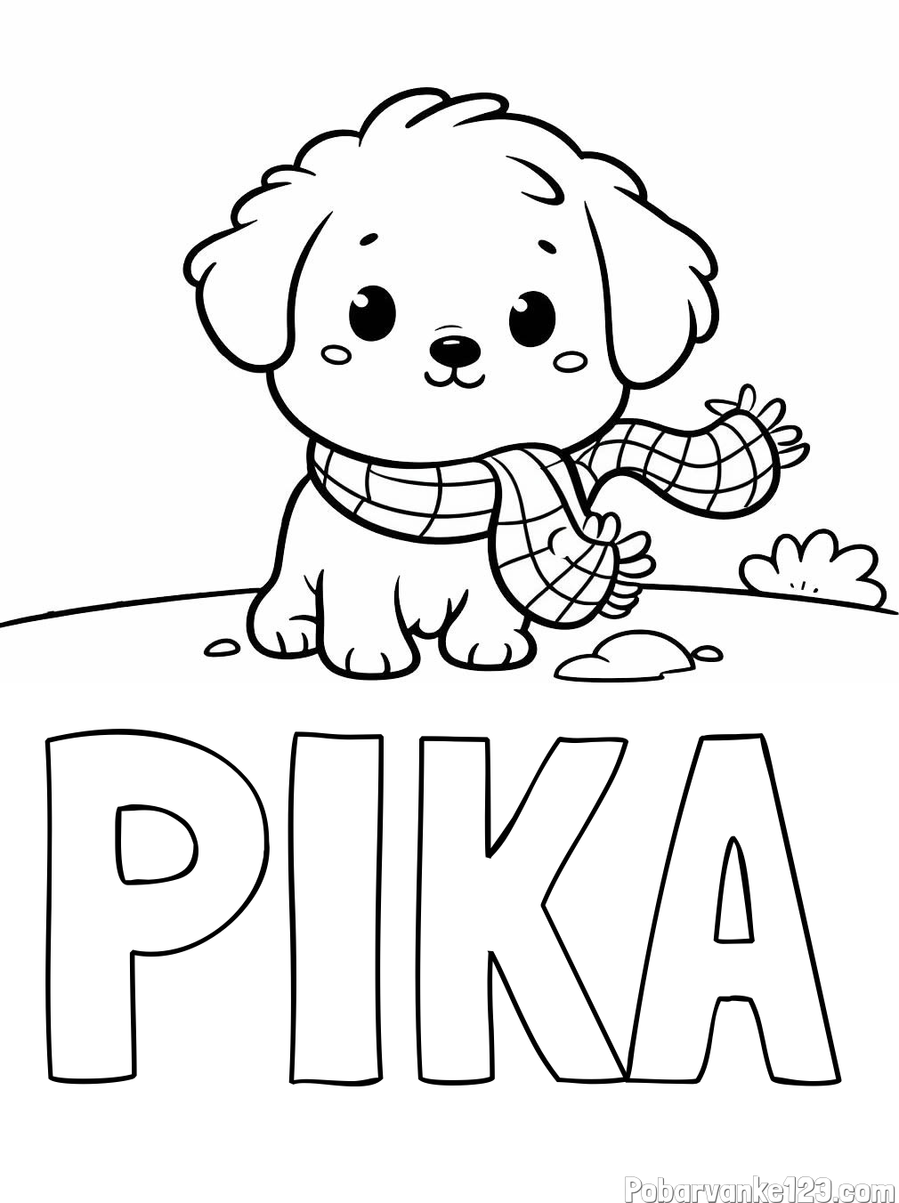 Pobarvanka imena PIKA in pobarvanka prikupnega psička