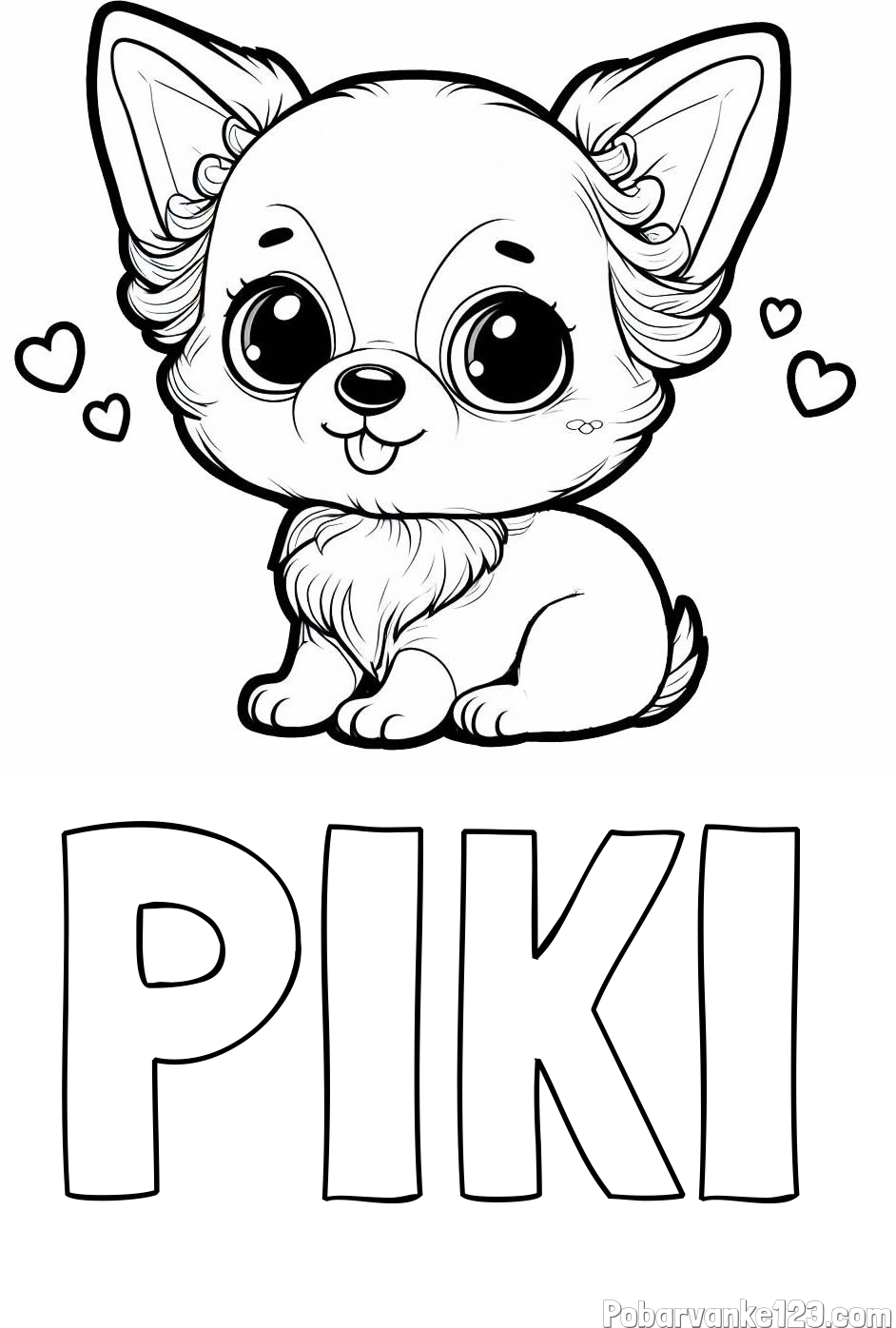 Pobarvanka imena PIKI in pobarvanka čivave