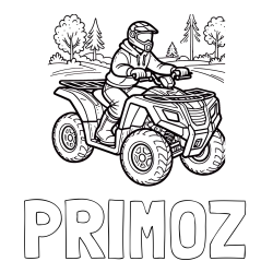 Online izdelana pobarvanka - Pobarvanka imena PRIMOŽ in pobarvanka motorista na štirikolesniku