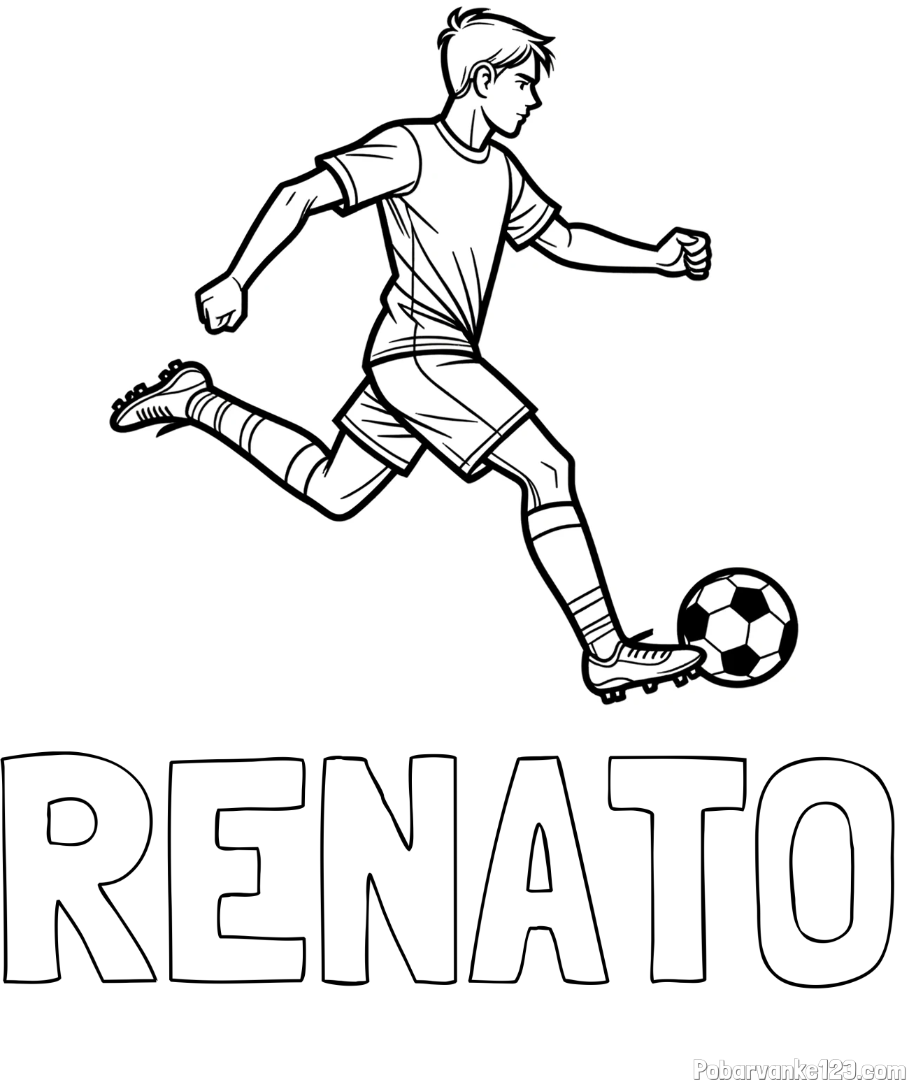Pobarvanka imena RENATO in pobarvanka nogometaša v napadu