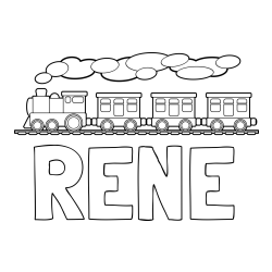 Online izdelana pobarvanka - Pobarvanka imena RENE in pobarvanka vlaka