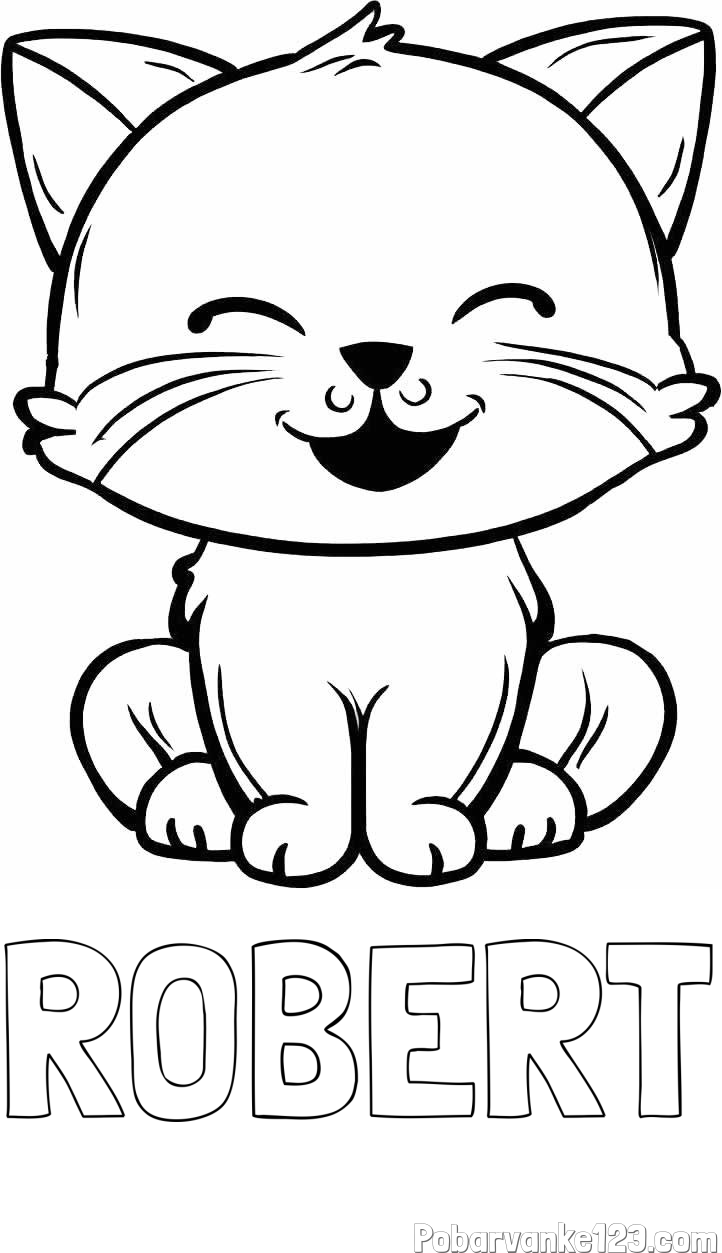 Pobarvanka imena ROBERT in pobarvanka prikupne mačke