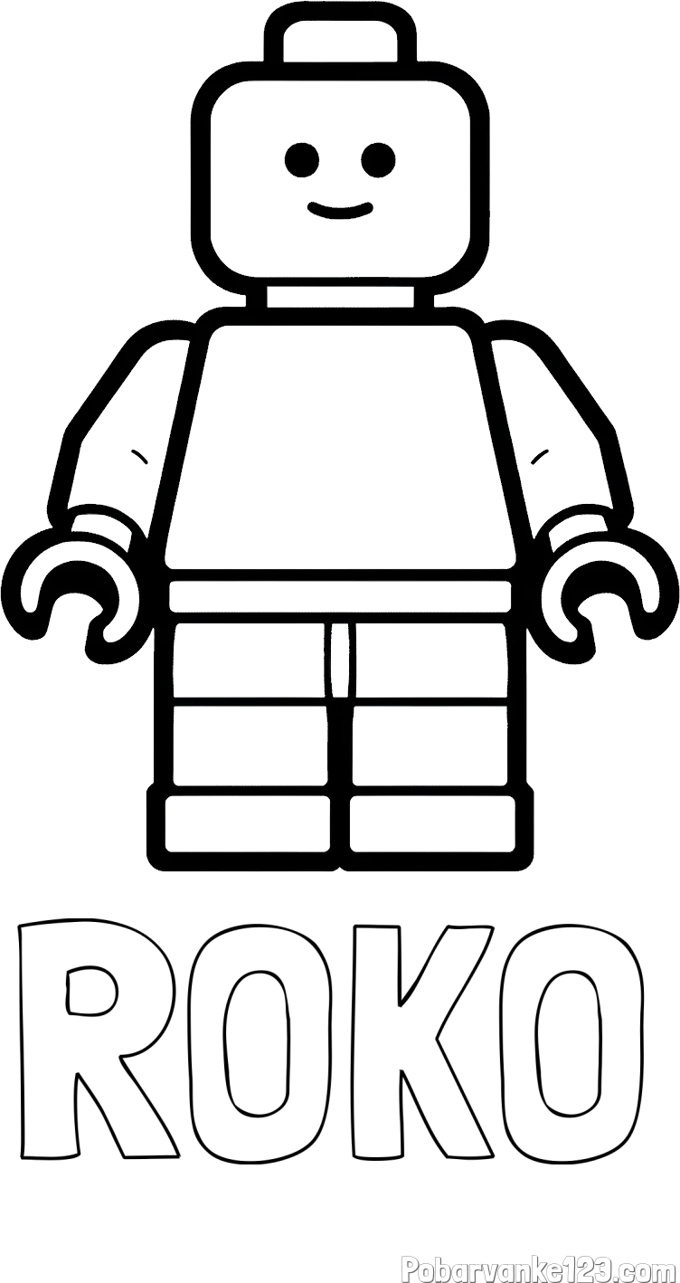 Pobarvanka imena ROKO in pobarvanka LEGO figurice fanta