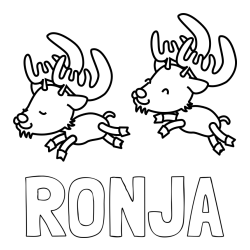 Online izdelana pobarvanka - Pobarvanka imena RONJA in jelenčka