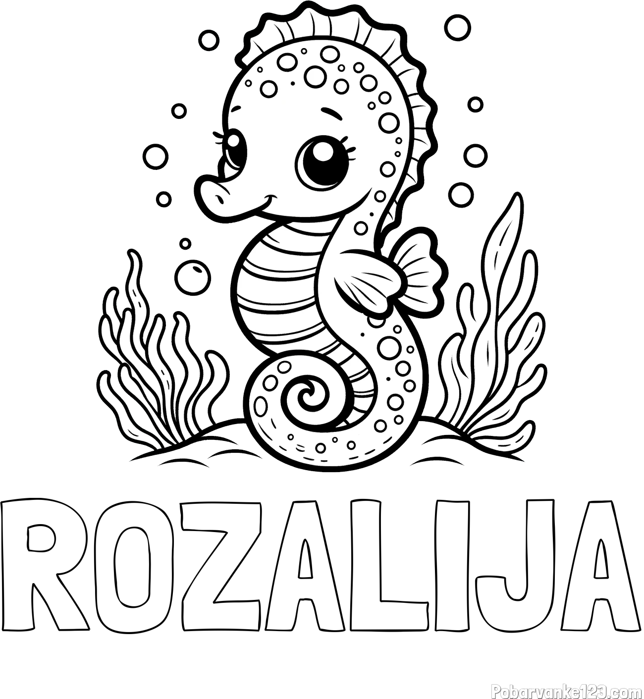 Pobarvanka imena ROZALIJA in pobarvanka morskega konjička