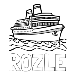 Online izdelana pobarvanka - Pobarvanka imena ROŽLE in pobarvanka velike potniške ladje