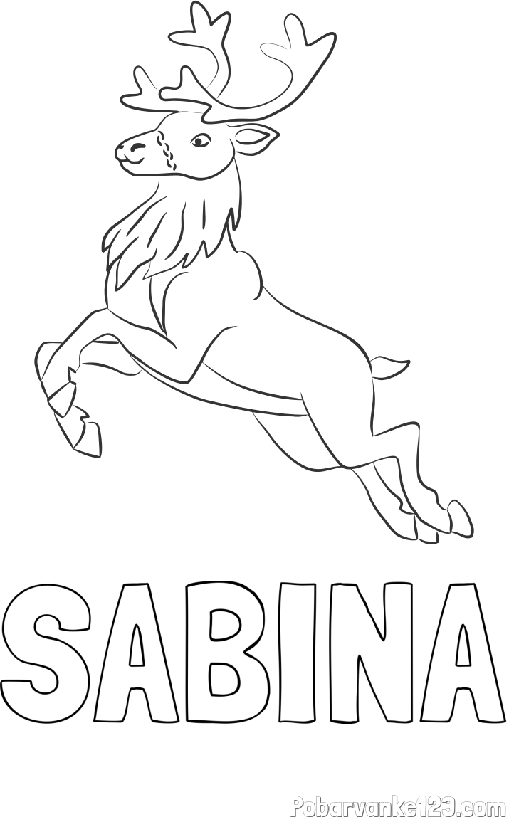 Pobarvanka imena SABINA in pobarvanka jelenčka Rudolfa