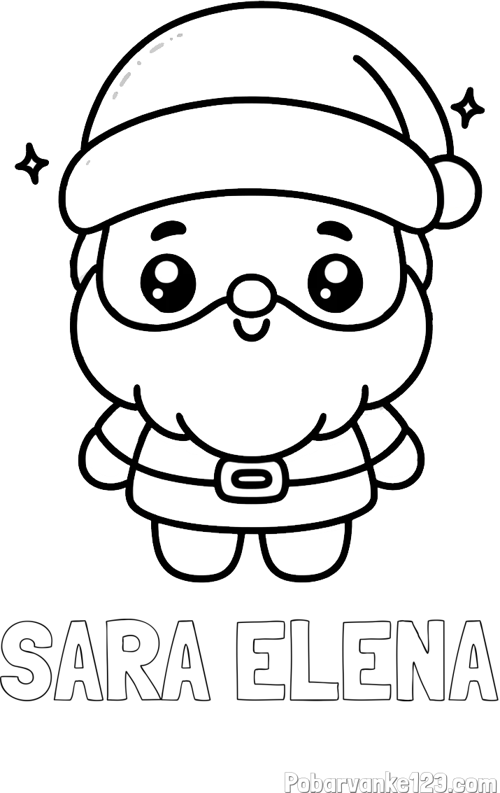 Pobarvanka imena SARA ELENA in enostavna otroška pobarvanka Božička