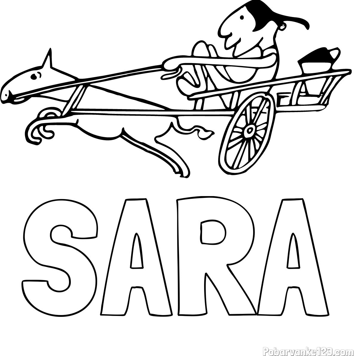 Pobarvanka imena SARA in pobarvanka dirkalnega konja
