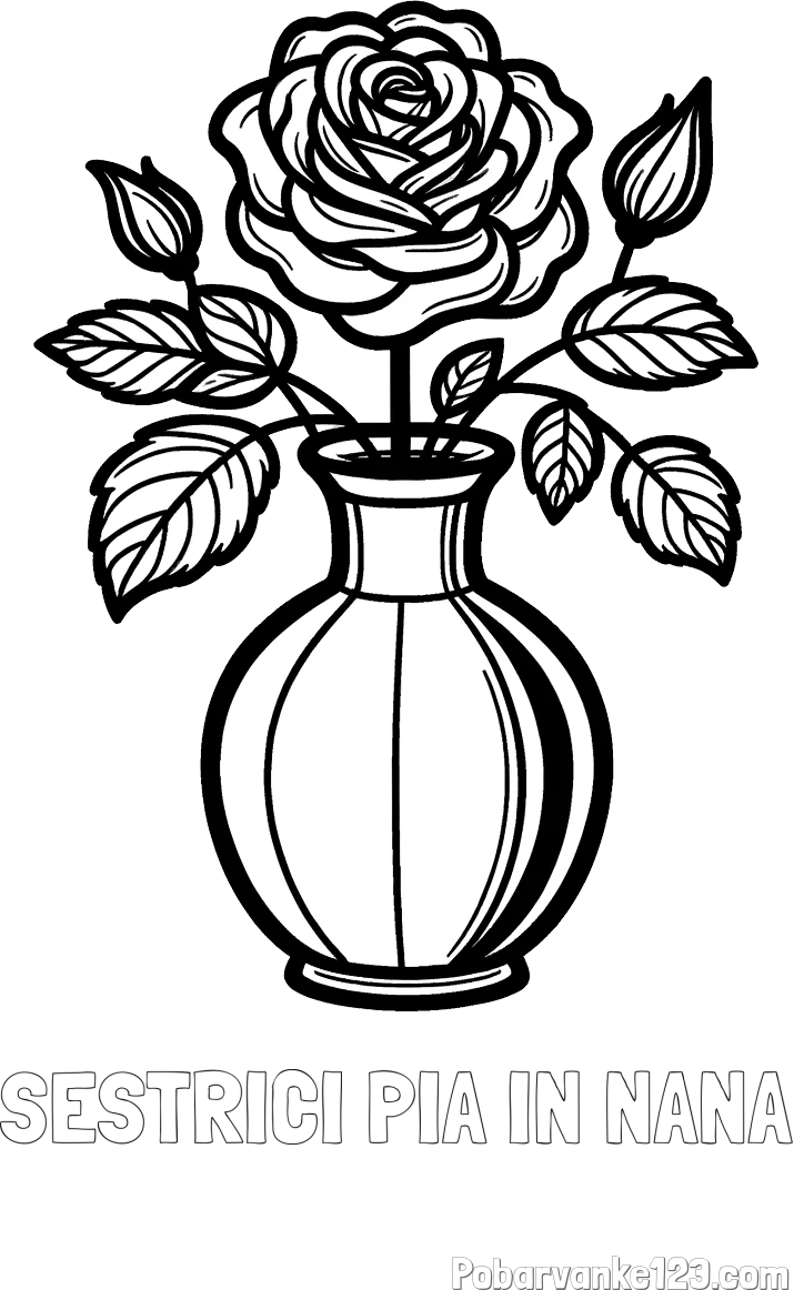 Pobarvanka imena SESTRICI PIA IN NANA in pobarvanka čudovite vrtnice v vazi